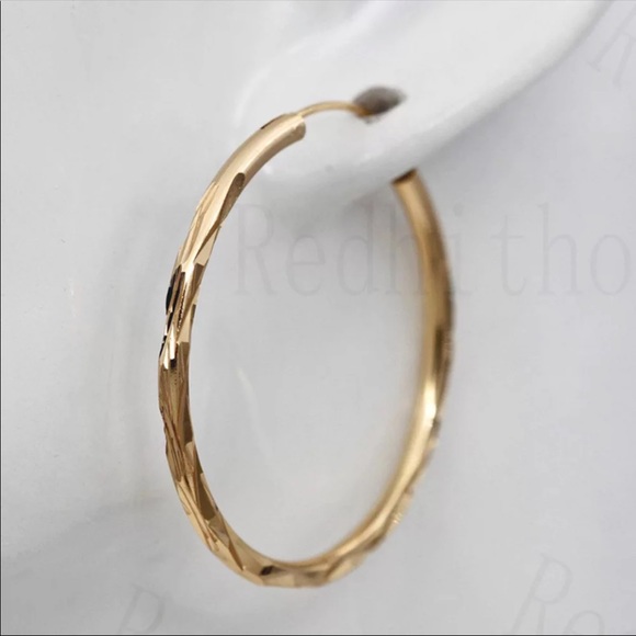 💎18k Gold Hoop Earrings ear ring - Picture 8 of 12